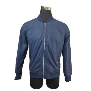 Abercrombie & Fitch Mens Nylon Flight‎ Bomber Jacket Blue Size Large